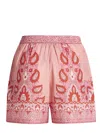 Etro Printed Shorts With Decorative Waistband In Pink