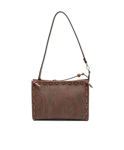 Etro Printed Shoulder Bag In Brown