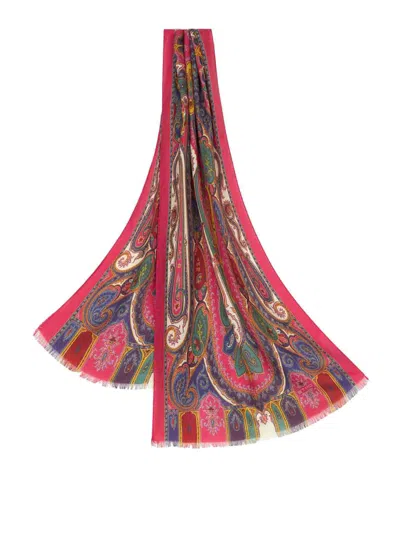 Etro Printed Silk And Cashmere Scarf In Multi