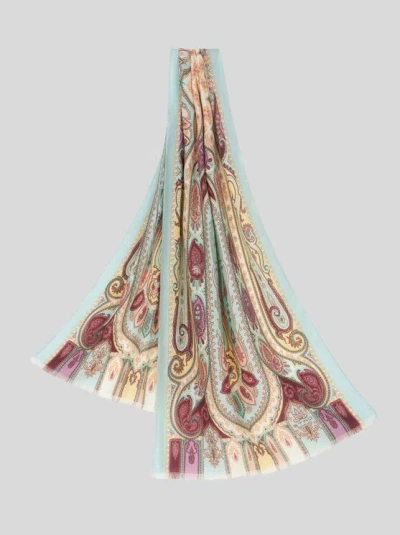 Etro Printed Silk And Cashmere Scarf In Multi