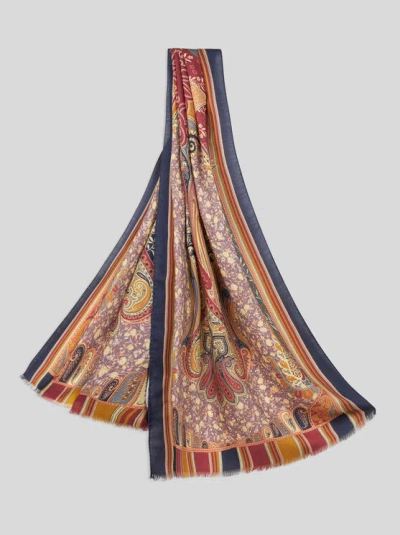 Etro Printed Silk And Cashmere Scarf In Multi