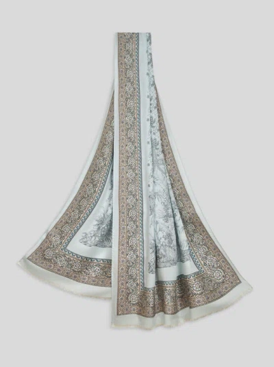 Etro Printed Silk And Wool Scarf In Multi