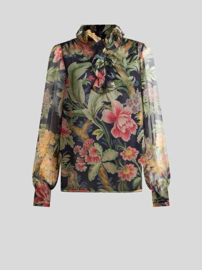 Etro Printed Silk Blouse In Multicolor
