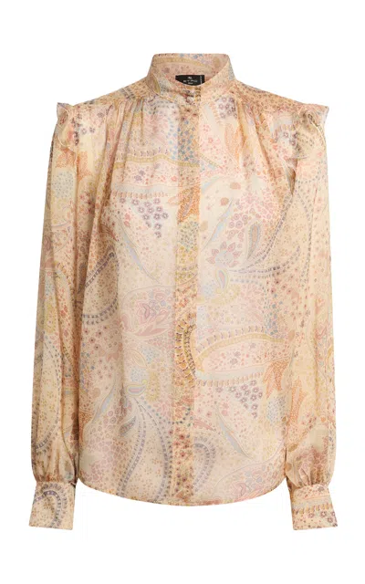Etro Printed Silk Blouse In Neutral