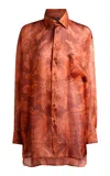 Etro Printed Silk Blouse In Orange