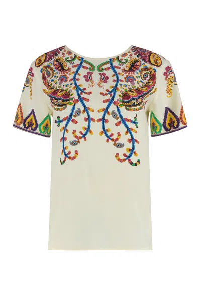 Etro Printed Silk Blouse In White