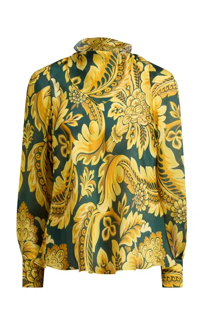 Etro Printed Silk Blouse In Yellow