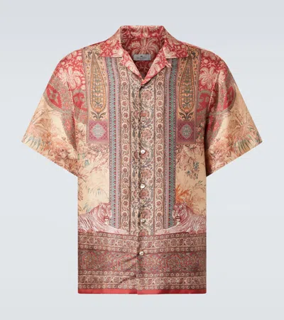 Etro Printed Silk Bowling Shirt In Multicolor