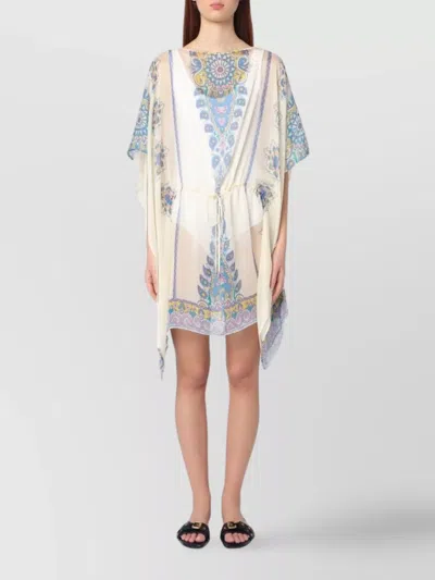 ETRO PRINTED SILK CAFTAN DRAWSTRING WAIST