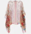 Etro Printed Silk Cape In Multi