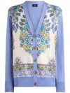 Etro Printed Silk Cardigan In Purple