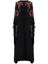 Etro Paisley Caped Fringed Silk Gown In Black