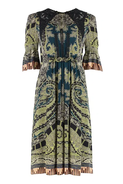 Etro Printed Silk Dress In Multi