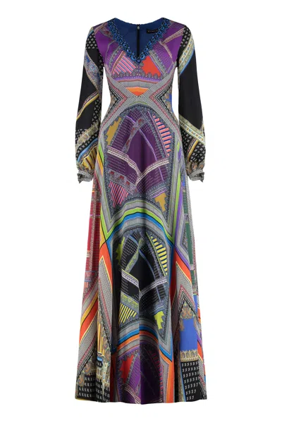 Etro Printed Silk Dress In Multi