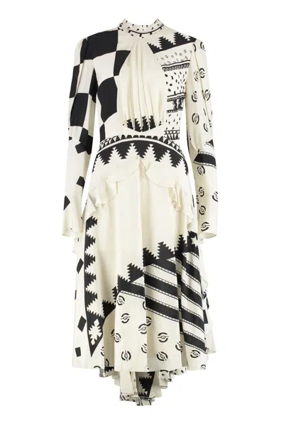 Etro Geometric-print Asymmetric Dress In Neutral