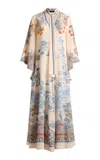 Etro Printed Silk Flared Maxi Dress In White