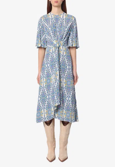 ETRO PRINTED SILK FLARED MIDI DRESS