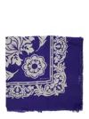 Etro Blue Scarf With All-over Floral Print In Blue
