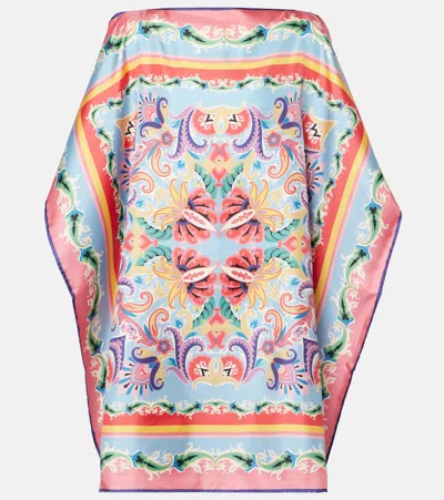 Etro Printed Silk Foulard Top In Purple