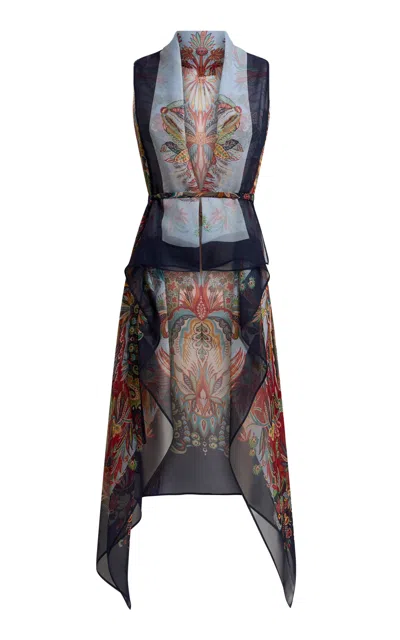 Etro Printed Silk Foulard Vest In Multi