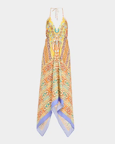 Etro Printed Silk Halter Maxi Dress In Animal Print