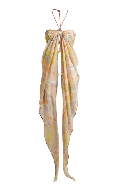 Etro Printed Silk Halter Top In Neutral