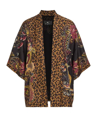 Etro Printed Silk Jacket In Black