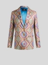 Etro Printed Single-breasted Silk Blazer In Light Blue