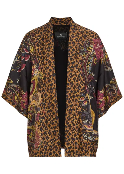 Etro Printed Silk Jacket In Multi