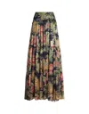 Etro Tiered Gathered Floral-print Silk-crepon Maxi Skirt In Blue