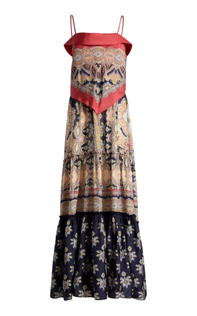 Etro Printed Silk Maxi Dress In Brown