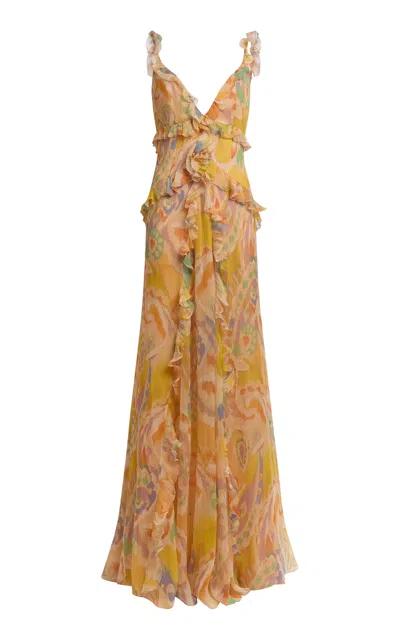 Etro Printed Silk Maxi Dress In White