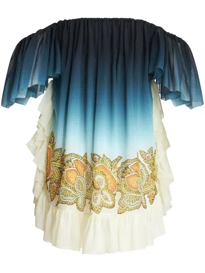 Etro Silk Dress In Blue