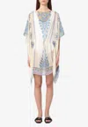 Etro Printed Silk Mini Kaftan Dress In Multicolor