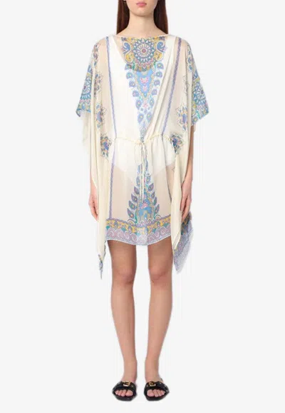 Etro Printed Silk Mini Kaftan Dress In Multicolor