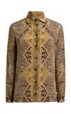 Etro Printed Silk Mini Shirt In Neutral
