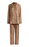Etro Printed Silk Pajama Pants In Brown