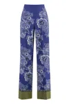 Etro High-rise Bandana Border-print Wide-leg Silk Pull-on Pants