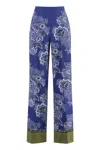 Etro High-rise Bandana Border-print Wide-leg Silk Pull-on Pants