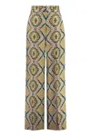 Etro Wide-leg Trousers With Floral-geometry Pattern In Gray