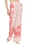 Etro Silk Trousers With Placed Flower Print In Pink