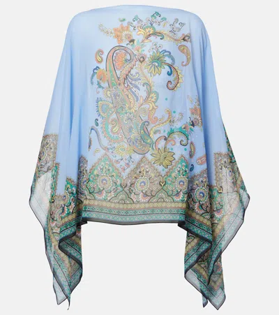 ETRO PRINTED SILK PONCHO