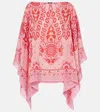 Etro Pink Paisley Silk Poncho In Pink