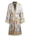 Etro Printed Silk Robe In Blue