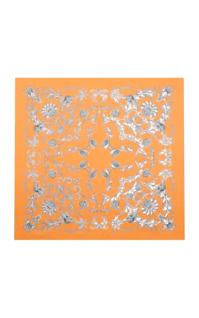 Etro Printed Silk Scarf In Orange