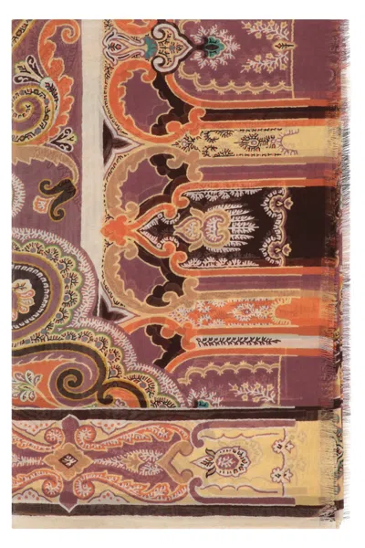Etro Printed Silk Scarf In Neutral