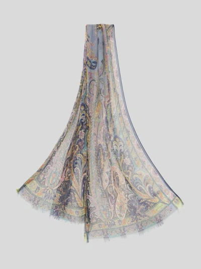 Etro Printed Silk Scarf In Multi