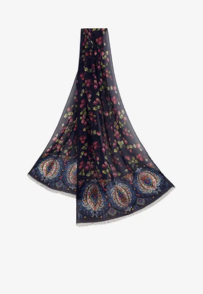 Etro Printed Silk Scarf In Multicolor