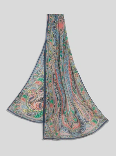 Etro Printed Silk Scarf In Multicolour