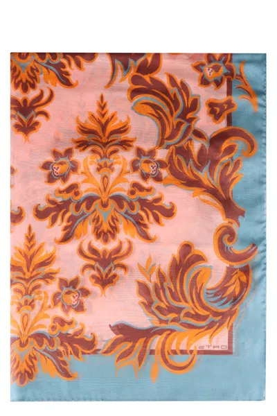 Etro Printed Silk Scarf In Pink